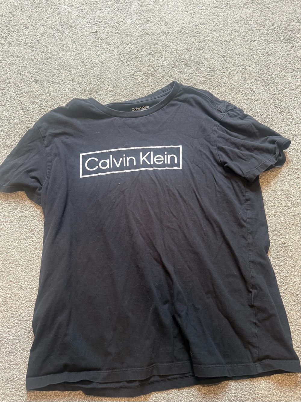 Calvin Klein Black Short-Sleeve Logo Tee with White Print